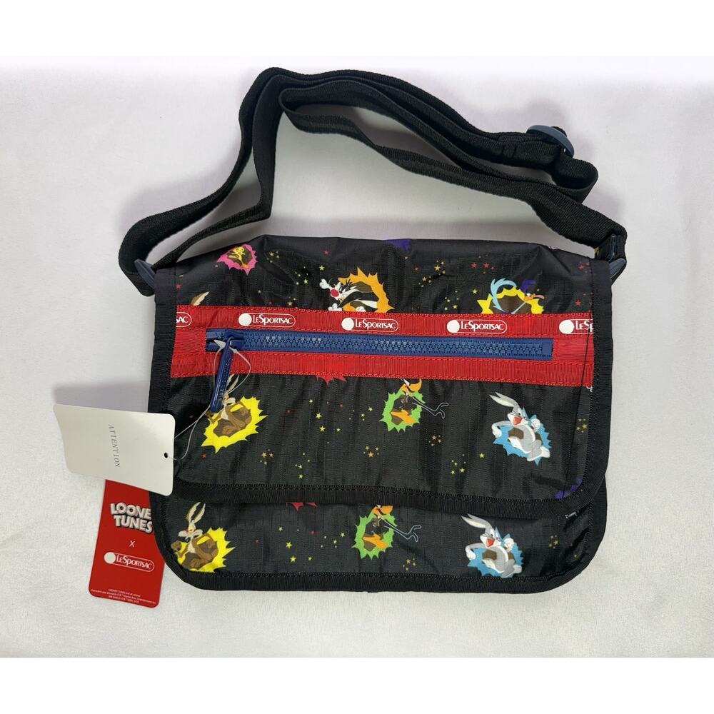 Lesportac Looney Tunes Messager Crossbody with Galaxy Print Interior NWT